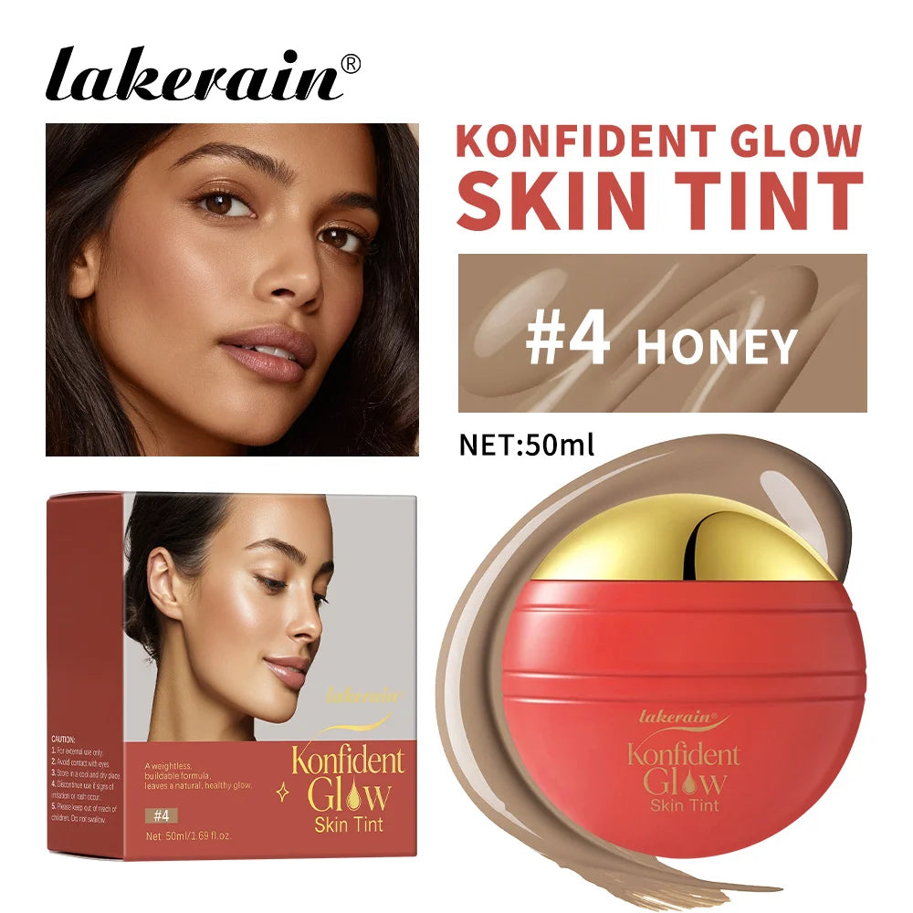 Konfident Glow Skin Tint Hydrating Skin Foundation Coverage 30 ml Oil-Free Long - Lasting Waterproof Glass-Skin Foundation Clean Peaceful Pleasures Health and Wellness 4Honey