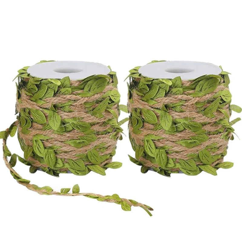 Jute Twine with Green Leaves – Garland Wreath Party Decor