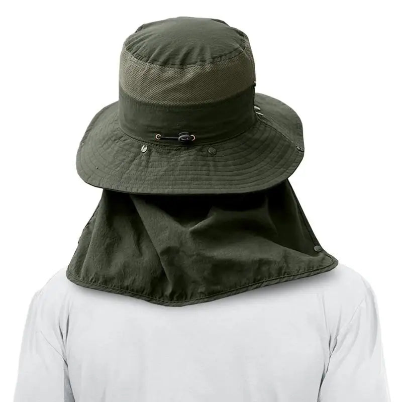 Full Coverage Sun Protection Bucket Hats Detachable Face & Neck Flap Outdoor Fishing Hats Breathable Mesh Wide Brim Headwear Peaceful Pleasures Health and Wellness