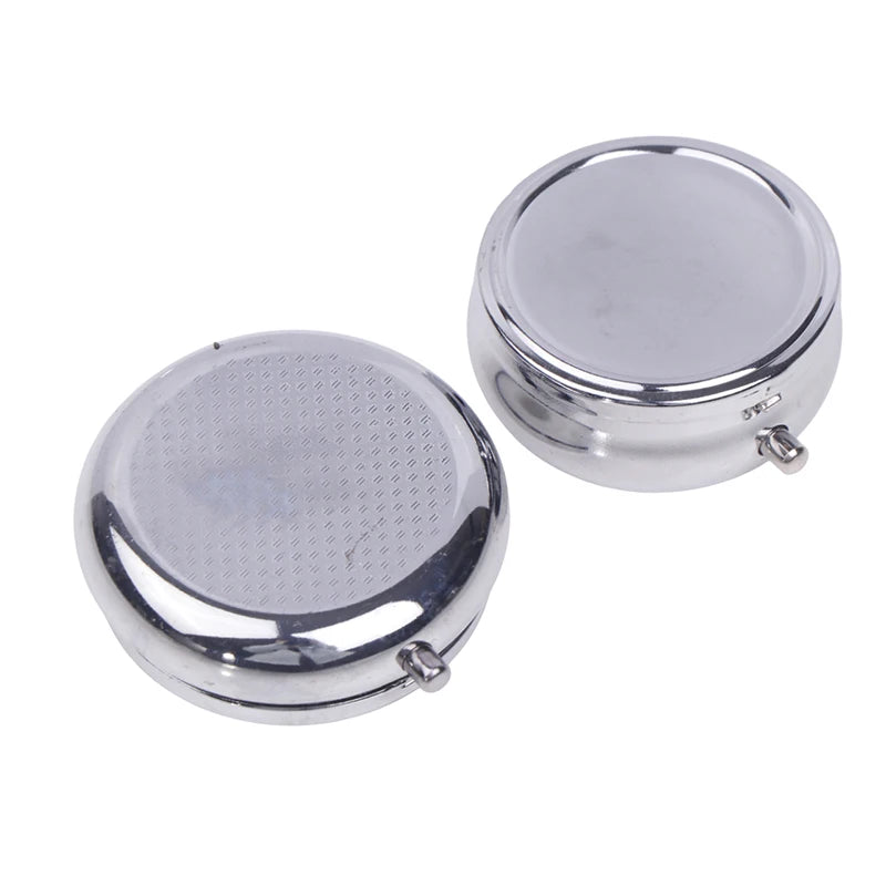 Metal Pill Boxes Stainless Steel Round Pill Boxes Medicine Organizer Container Medicine Case Splitters Pill Candy Box Peaceful Pleasures Health and Wellness