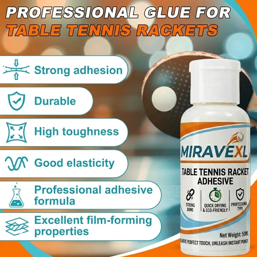 MIRAVEXL 50ml Table Tennis Rubber Adhesive + Sponge Applicator