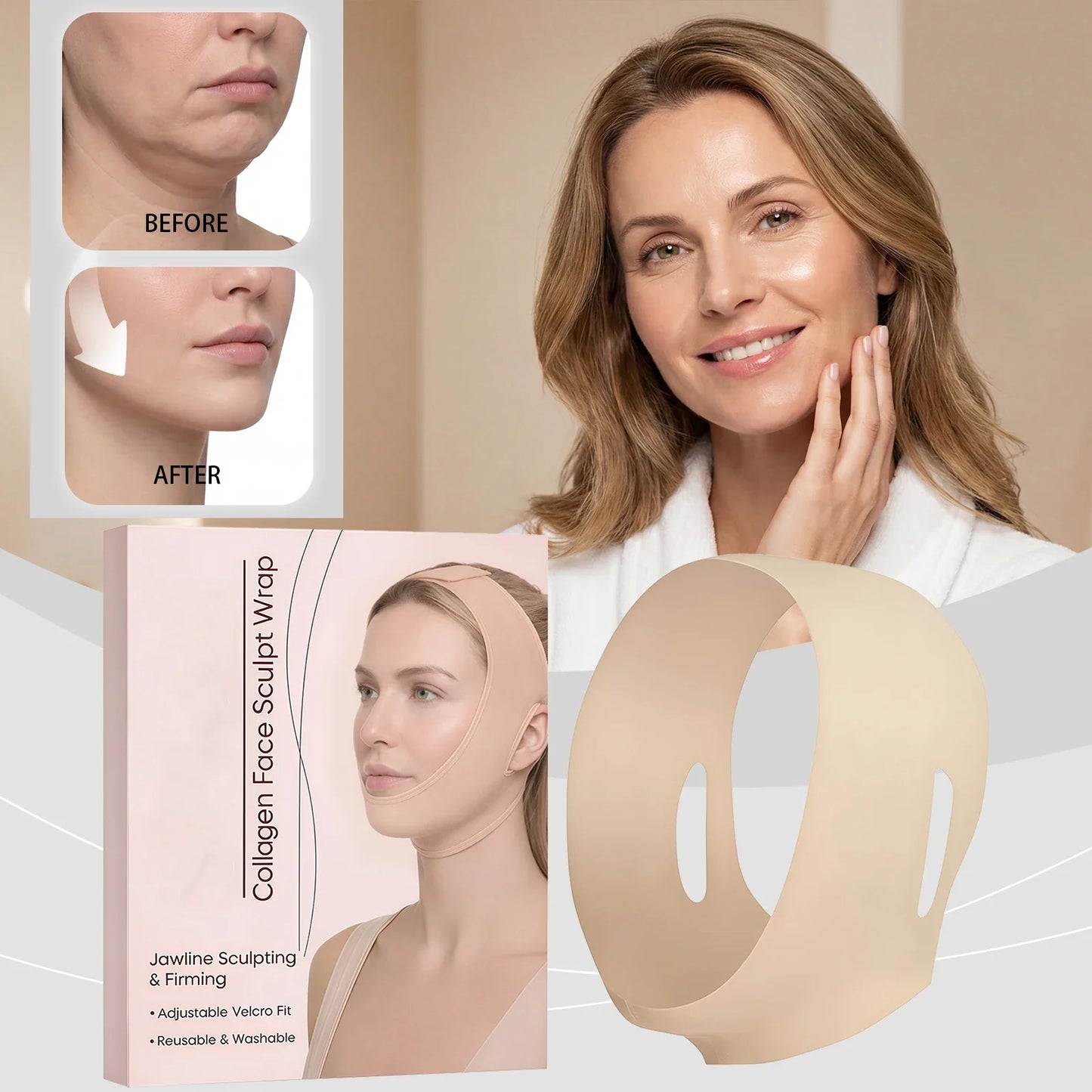 V-Line Jaw Lifting Face Strap – Breathable Contour Wrap