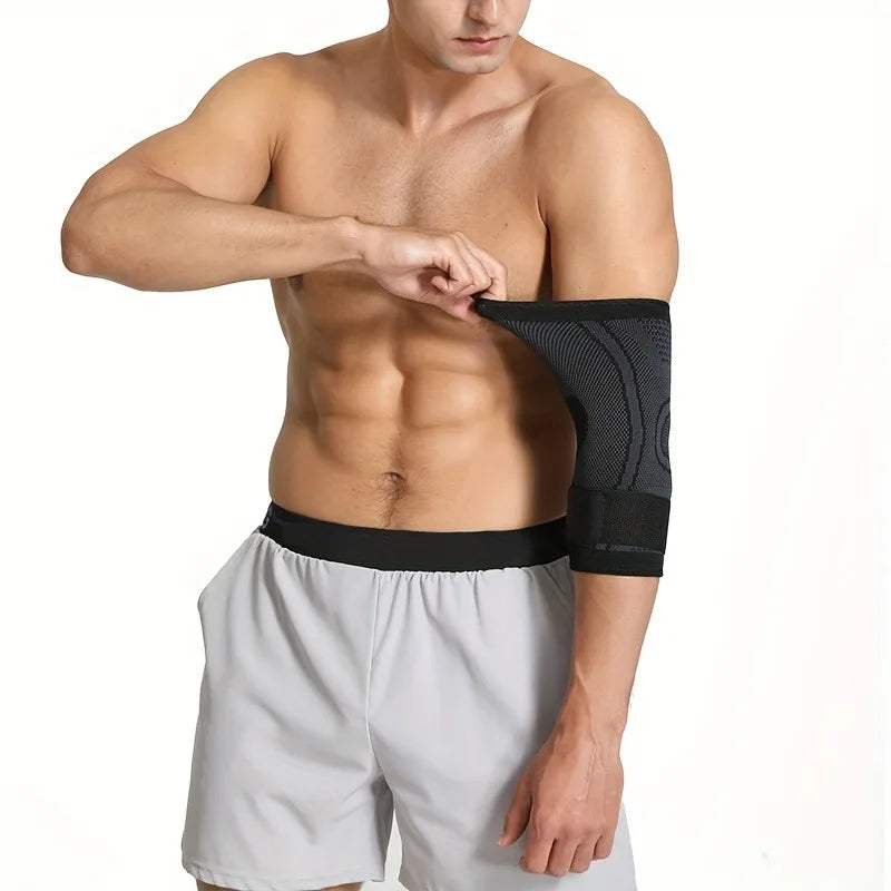 1pc Sports Elbow Protector For Men And Women, Joint Sleeve Protector Arm Sheath, Tennis Elbow Belt Strap Pressurized Winding Peaceful Pleasures Health and Wellness black L