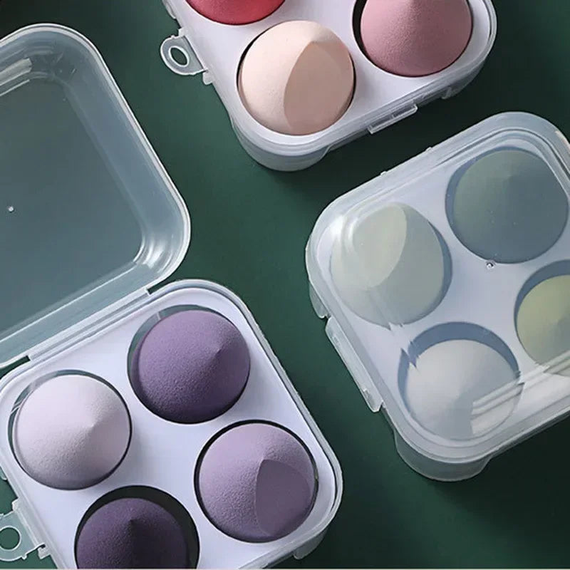 4-Piece Beveled Makeup Sponge Set | Foundation Blending Puffs