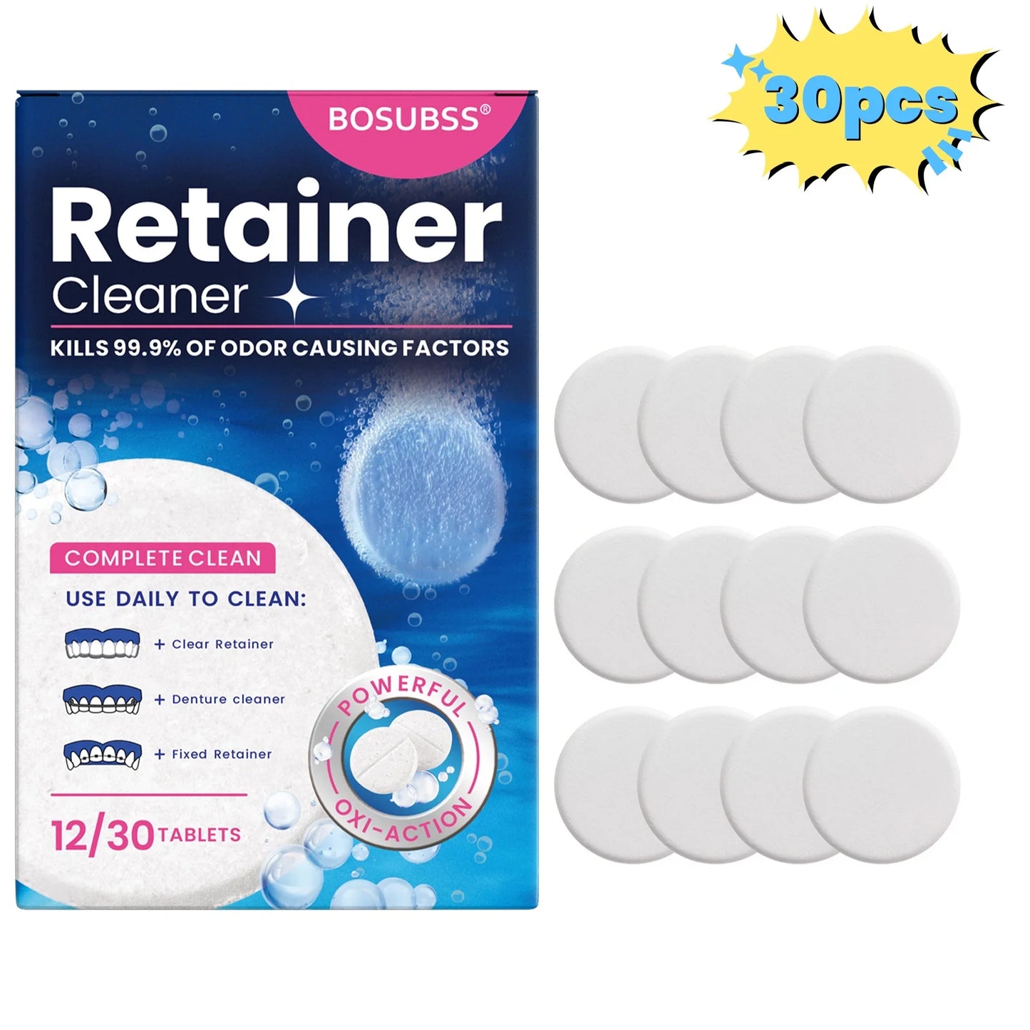 Denture Cleaning Tablets for Retainers, Mouth Guards & Braces