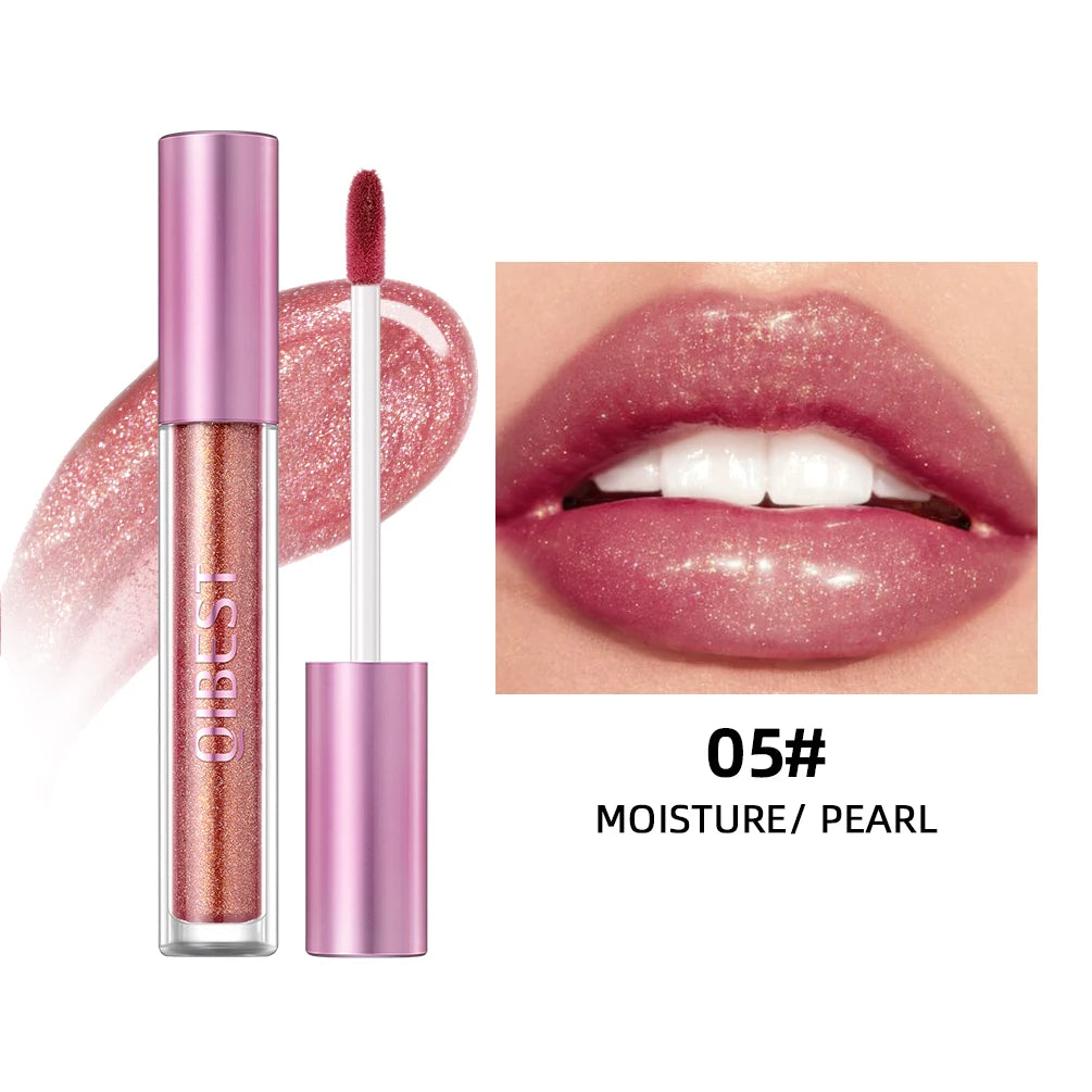 QIBEST Shimmer Diamond Lip Gloss Makeup Mirror Lip Glaze Liquid Lipstick Long-Lasting Matte Lip Tint Lipgloss Lips Cosmetics Peaceful Pleasures Health and Wellness 05 Pearl