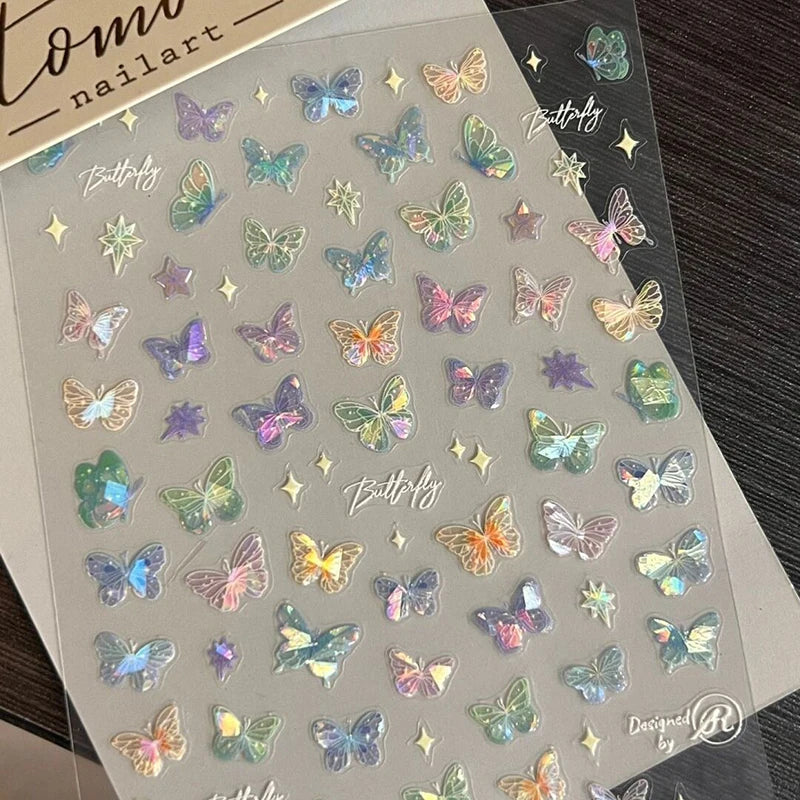 Butterfly Laser Nail Art Stickers – Embossed Fairy Design