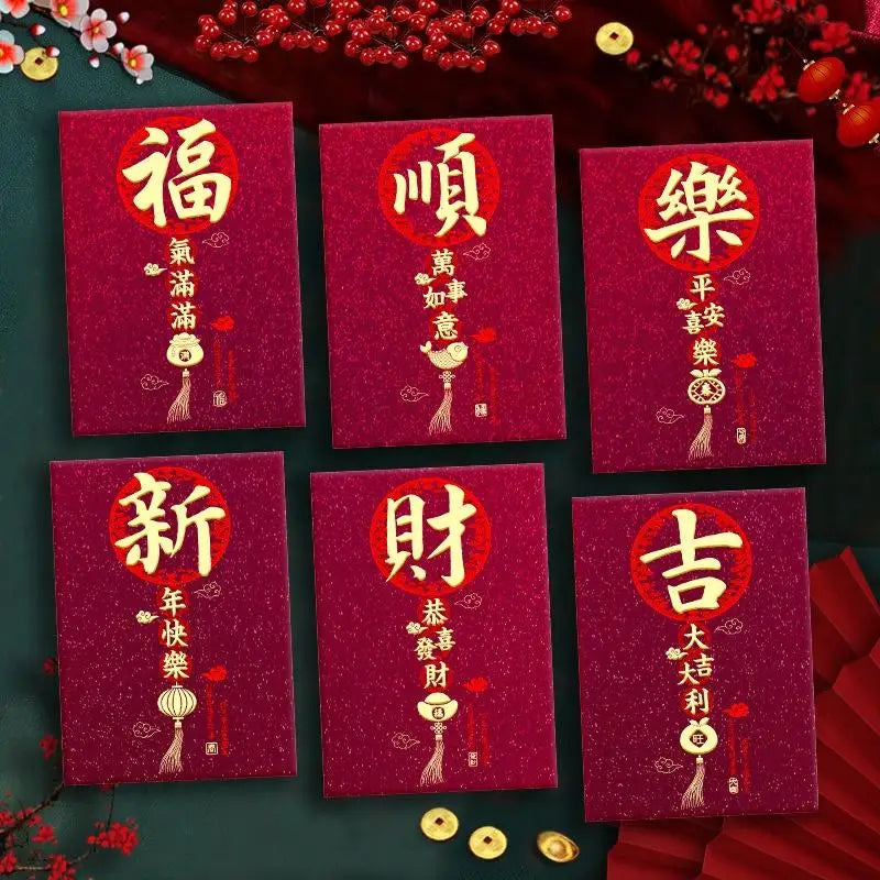 2026 Horse Year Red Envelopes – 6-Pack Lucky Money Bags