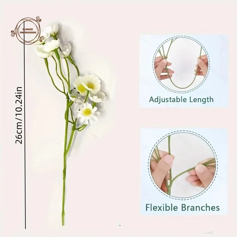 12PCS Artificial Daisy Flowers | 120 Blossoms Wedding Home Decor Artificial Flower Set Peaceful Pleasures Health and Wellness