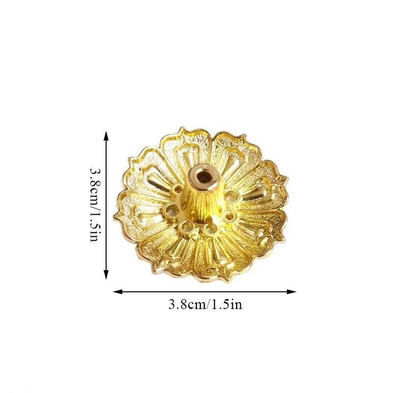 Alloy Lotus Incense Burner Stick Holder Home Buddhism Line Incense Plate Sandalwood Coil Base Temples Delicate Home Decor Peaceful Pleasures Health and Wellness
