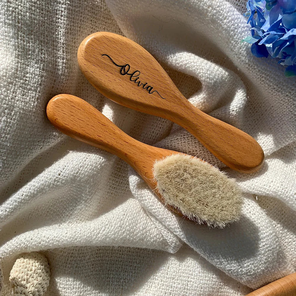 Personalized Engraved Wooden Baby Hairbrush | Newborn Gift