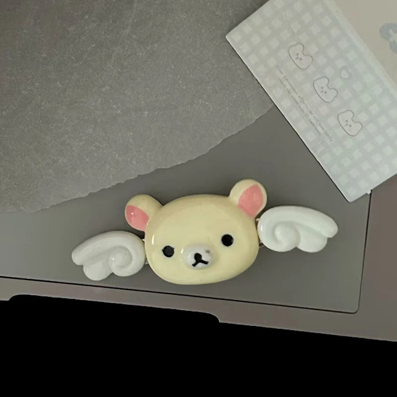 Kawaii Winged Bear Hair Clip – Angel Hairpin for Girls