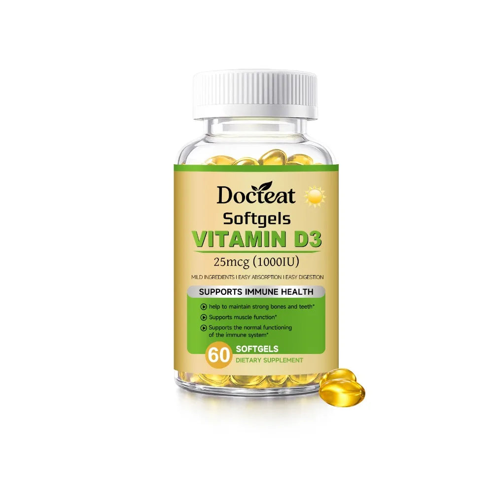 Docteat Vitamin D3 1000 IU Softgels | Immune & Bone Support