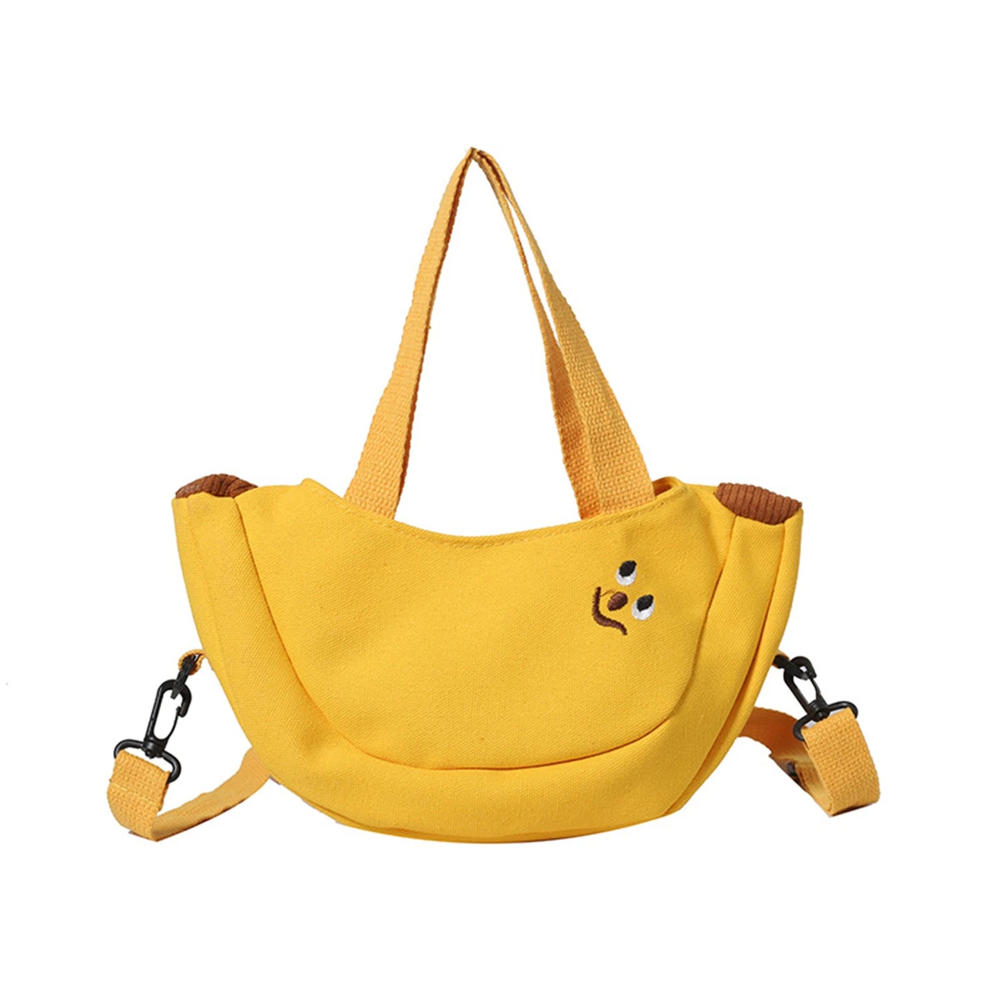 Kids Shoulder Bag Canvas Material Cute Fruit Pattern Crossbody Handbag for School and Outdoor Use Peaceful Pleasures Health and Wellness YELLOW