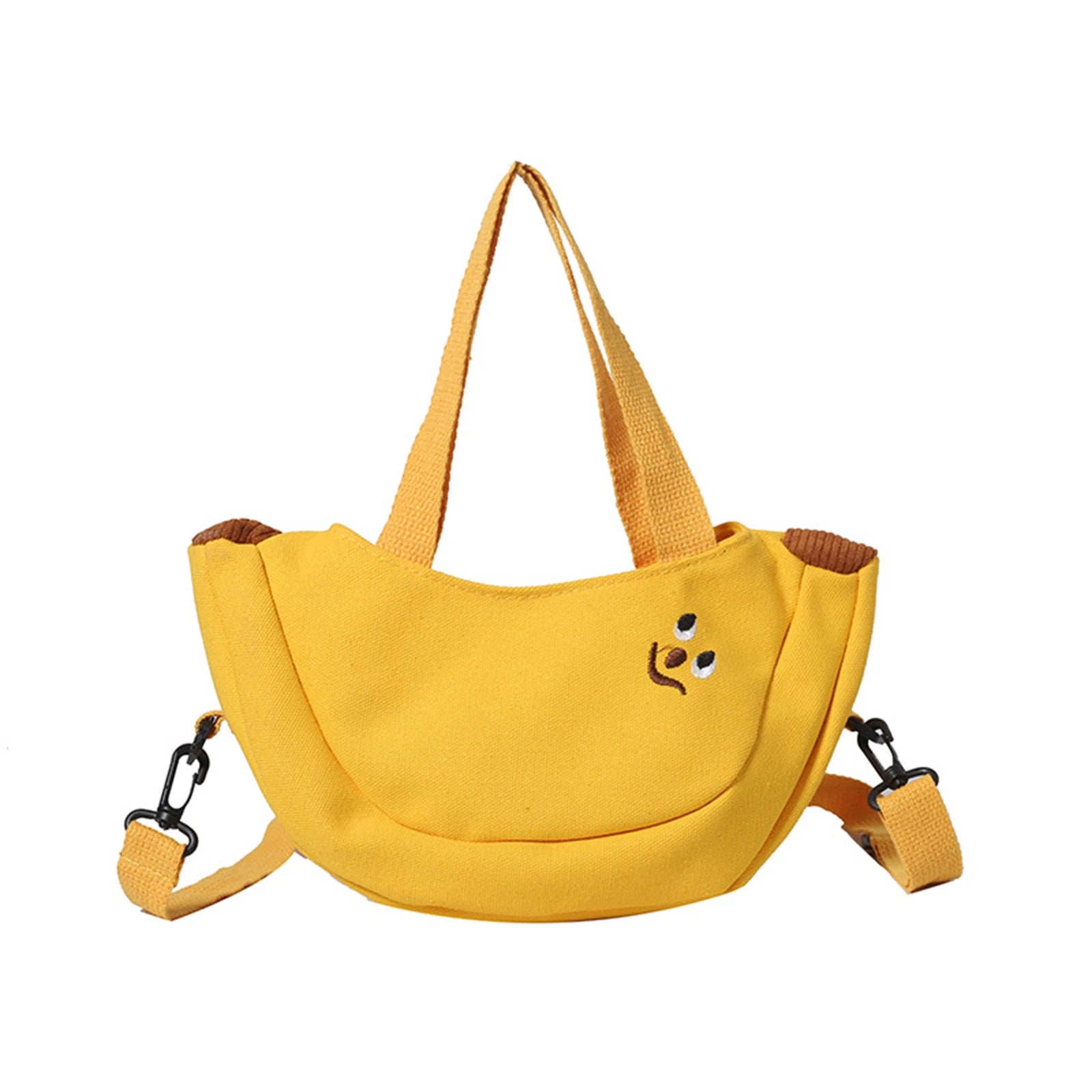 Kids Shoulder Bag Canvas Material Cute Fruit Pattern Crossbody Handbag for School and Outdoor Use Peaceful Pleasures Health and Wellness YELLOW