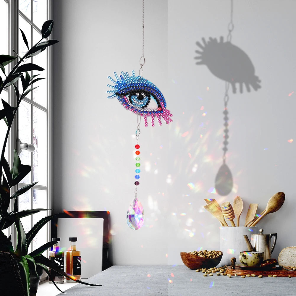 Diamond Mosaic DIY Light Catch Wind Chime Pendant Rhinestone Hanging Wall Ornament Rhinestone Picture Home Decoration Gifts Peaceful Pleasures Health and Wellness