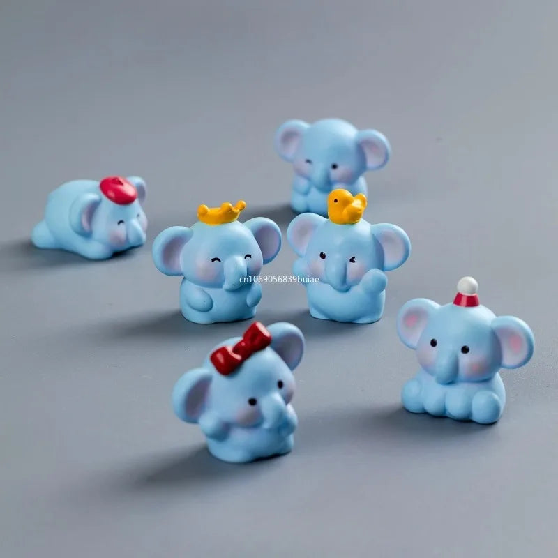 Cartoon Cute Blue Elephant Micro Landscape Desktop Decorative Ornaments Mini Elephant DIY Gadgets Decorative Figurines Decor Peaceful Pleasures Health and Wellness