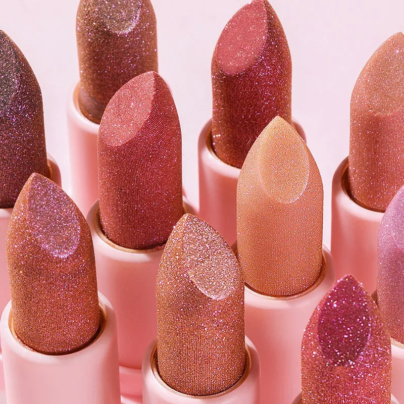 Pearl Diamond Metallic Lipstick – 10 Colors, Waterproof & Moisturising