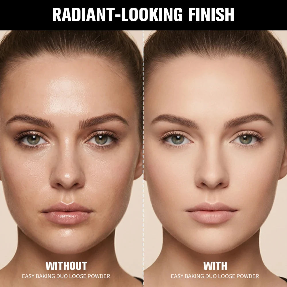 Lakerain Duo Loose Setting & Correcting Powder + Puff | Matte