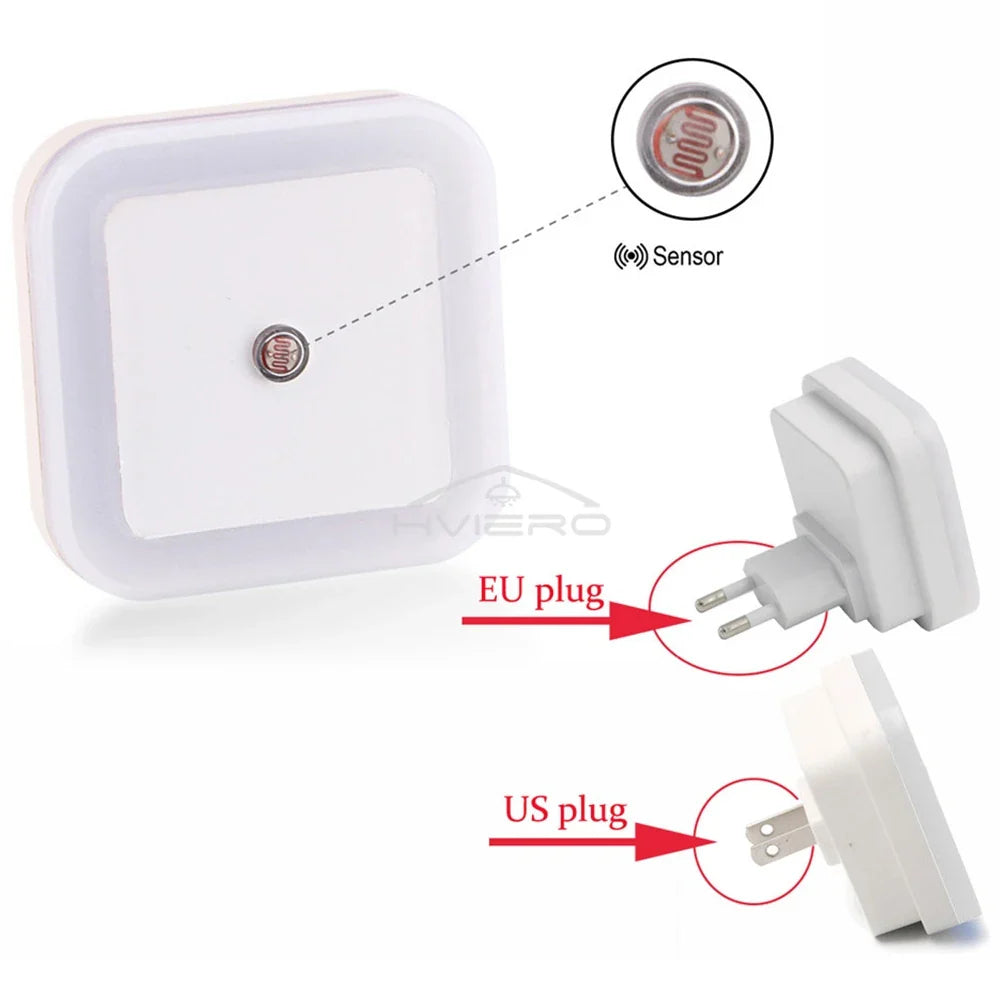 LED Motion Sensor Night Light | Plug-In Square Wall Lamp
