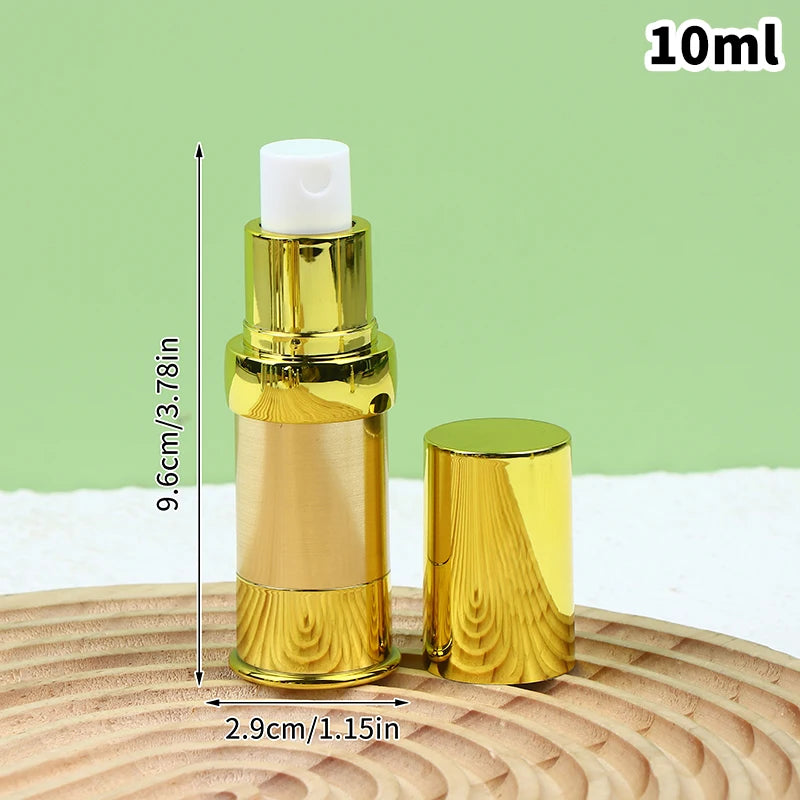 Refillable Airless Vacuum Pump Bottle 10ml 15ml 20ml | Gold Silver