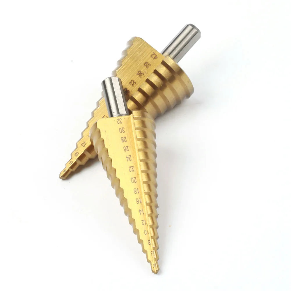 HSS Titanium Step Drill Bit 4-32/4-42mm – Wood & Metal Peaceful Pleasures Health and Wellness
