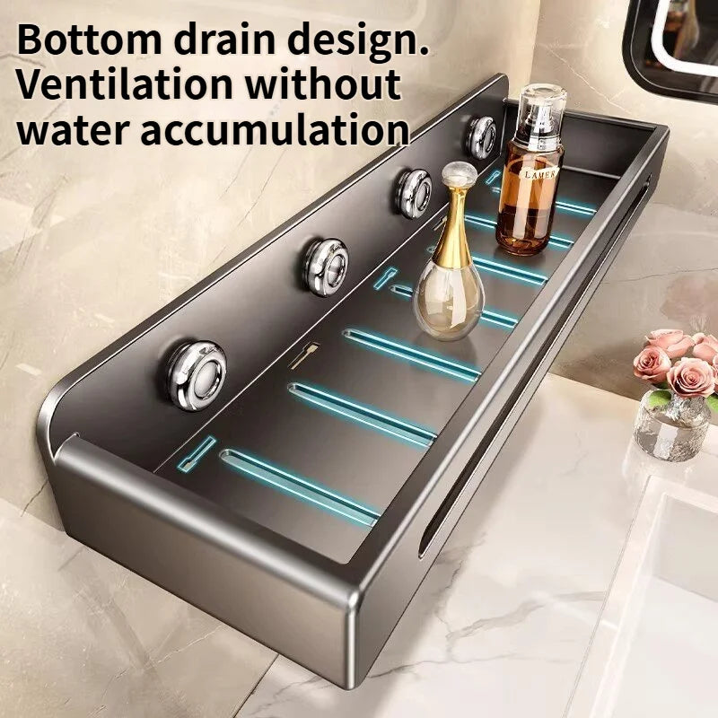 No-Drill Suction Cup Wall Shelf | Bathroom Storage Organizer