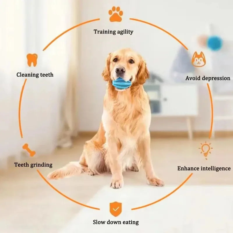 Natural Rubber Dog Chew Ball | Treat-Dispensing Teeth Toy