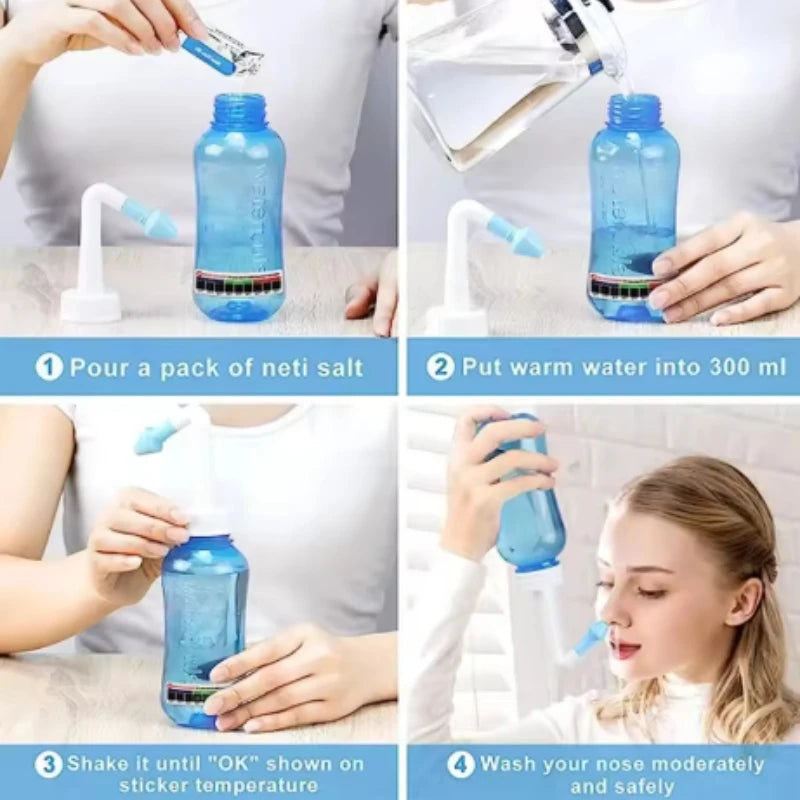 Manual nasal wash bottle, specialized nasal plug, household adult nasal wash salt, medical children's rhinitis nasal flushing Peaceful Pleasures Health and Wellness
