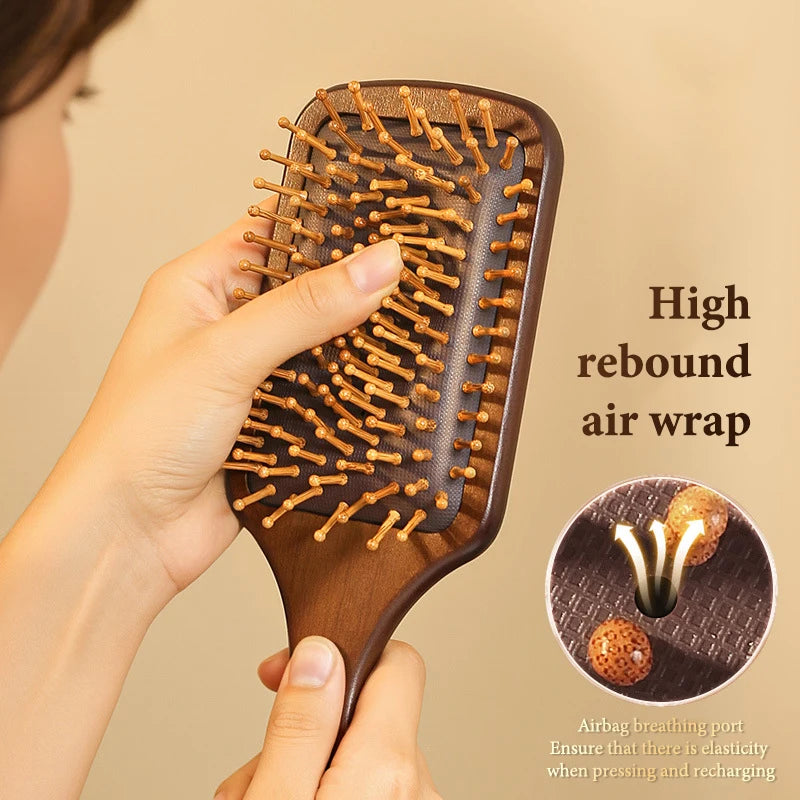 1Pcs Natural Sandalwood Massage Brush Soft Cushion Round Smooth Hair Comb Teeth For Scalp Health Peaceful Pleasures Health and Wellness