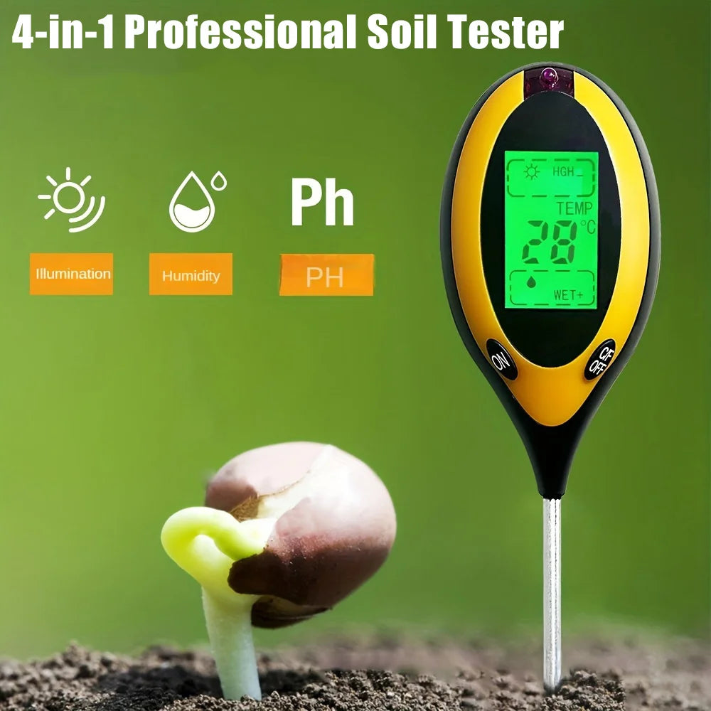 4 In 1 Ph Soil Tester for Moisture pH Temperature Light Professional Soil Testing Kits for Gardeners Farmers Lawn Houseplant Peaceful Pleasures Health and Wellness Default Title
