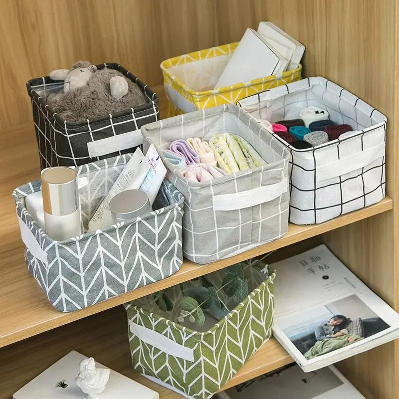Linen Desktop Storage Basket Sundries Toy Storage Box Laundry Basket Underwear Cosmetic Organizer Office Stationery Organizer Peaceful Pleasures Health and Wellness