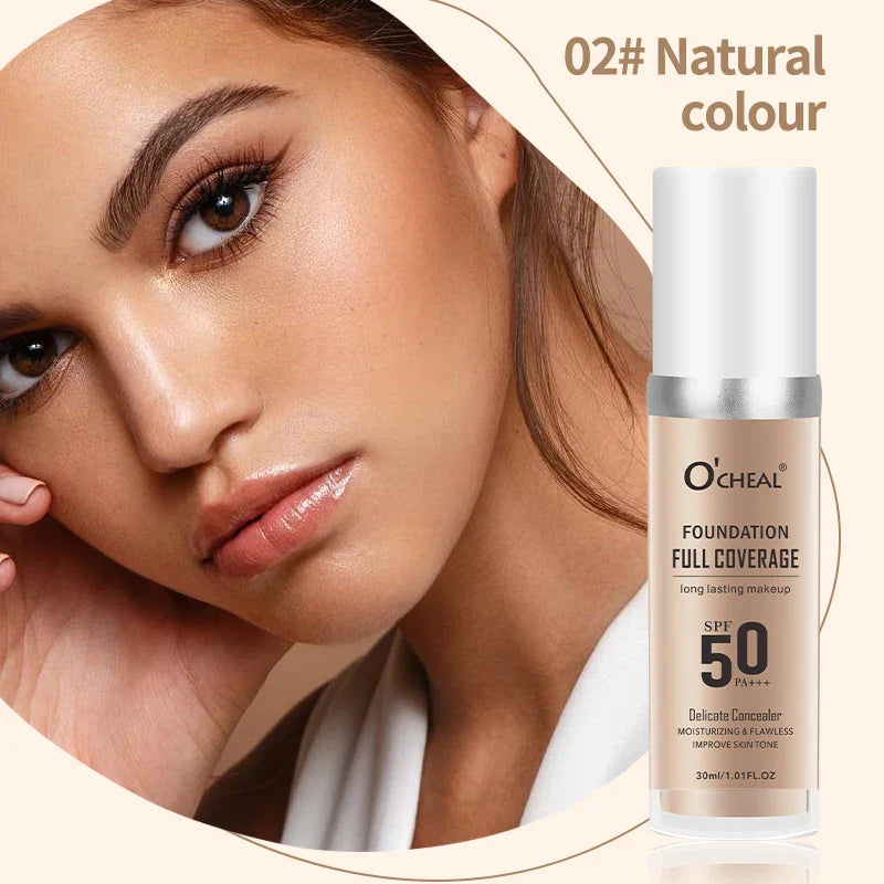 O'CHEAL SPF 50PA+++ Liquid Foundation – Hydrating Full Coverage