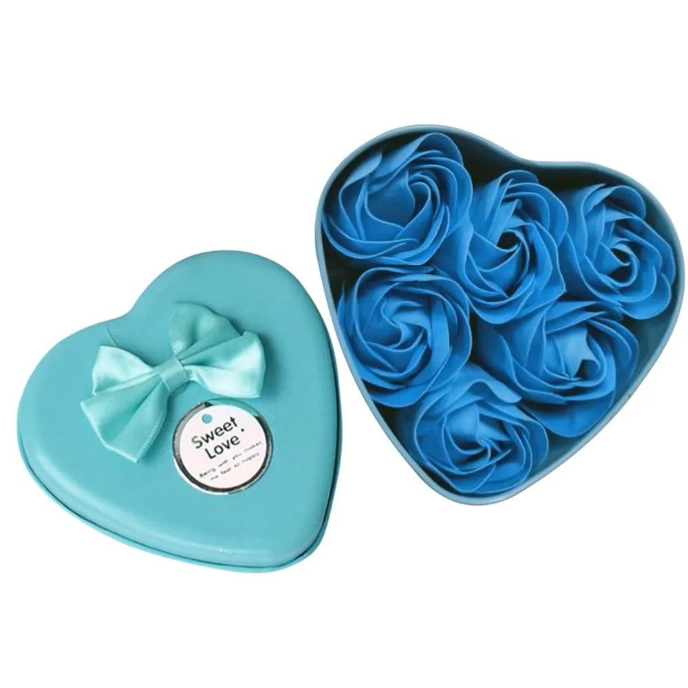 6-Pack Rose Petal Soap Gift Set – Scented Heart Box