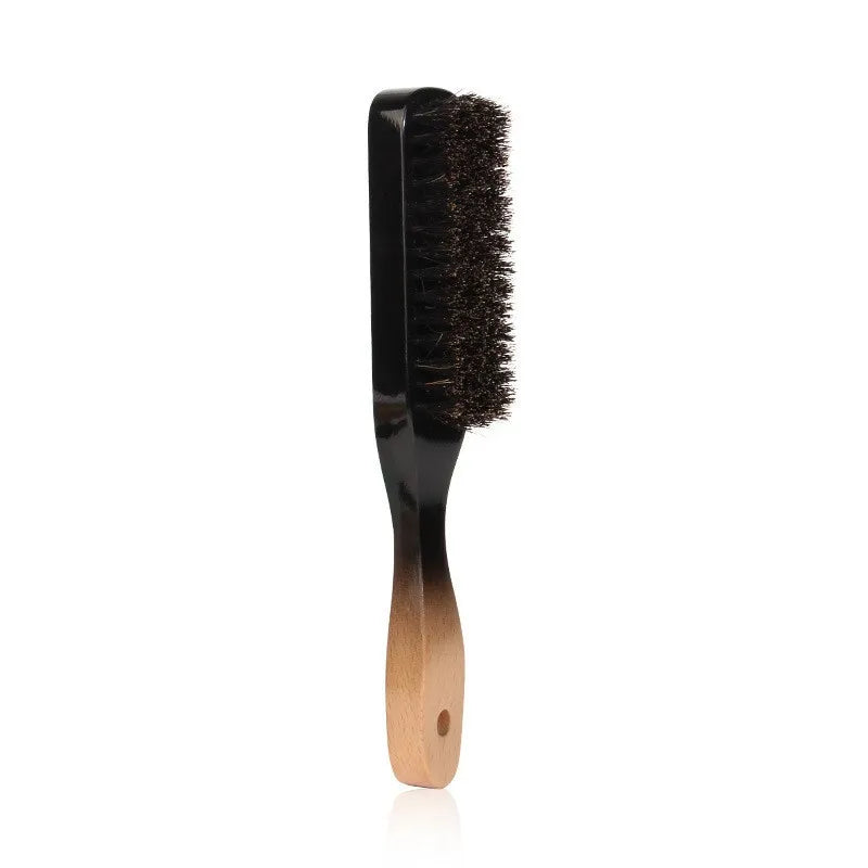 Hair Brush Wood Handle Boar Bristle Beard Comb Styling Detangling Straighten Brown Boar Bristles Massage Comb Peaceful Pleasures Health and Wellness Gradation-M