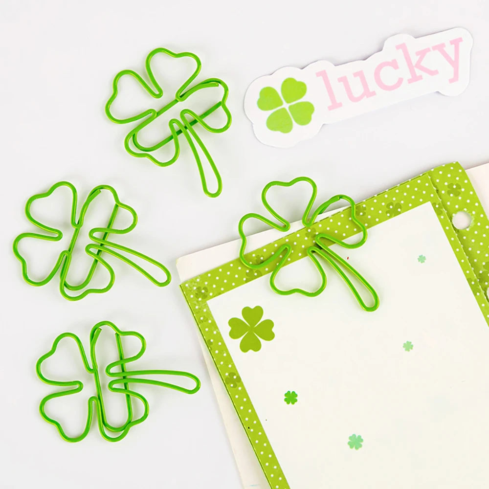 20 Clover Paper Clips Bookmark Macaron Colored Office Data Storage