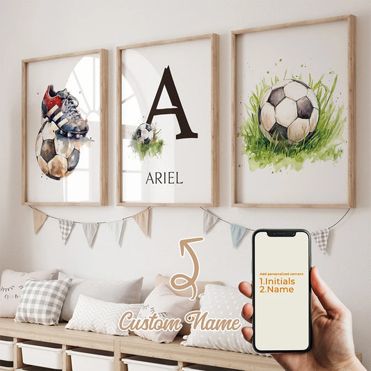 Personalized Football Canvas Wall Art | 3-Piece Sports Print Canvas Wall Art Peaceful Pleasures Health and Wellness