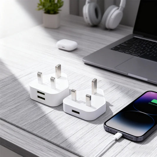 Dual Port USB Wall Charger 5V/2.1A UK 3 Pin Plug Adapter USB Wall Charger Peaceful Pleasures Health and Wellness