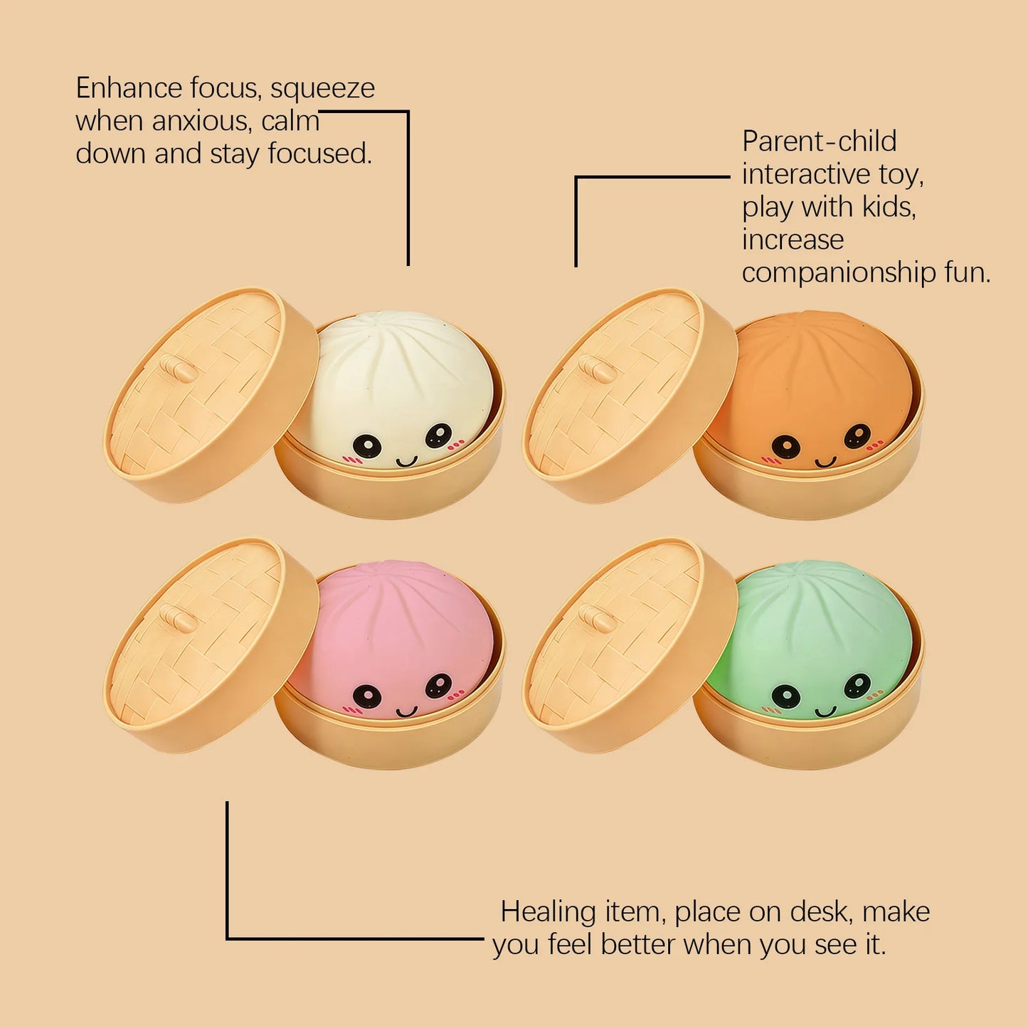 Dumpling Squishy Stress Ball | Fidget Sensory Squeeze Toy