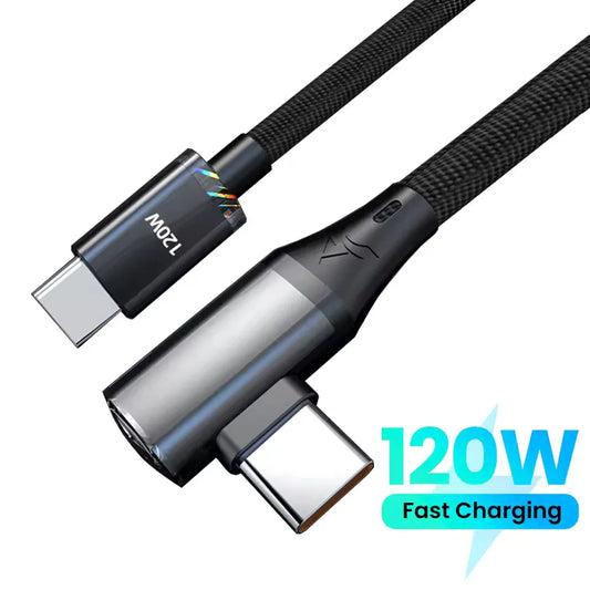 120W USB-C 90° Elbow Fast Charging Cable | iPhone Samsung USB-C Charging Cable Peaceful Pleasures Health and Wellness