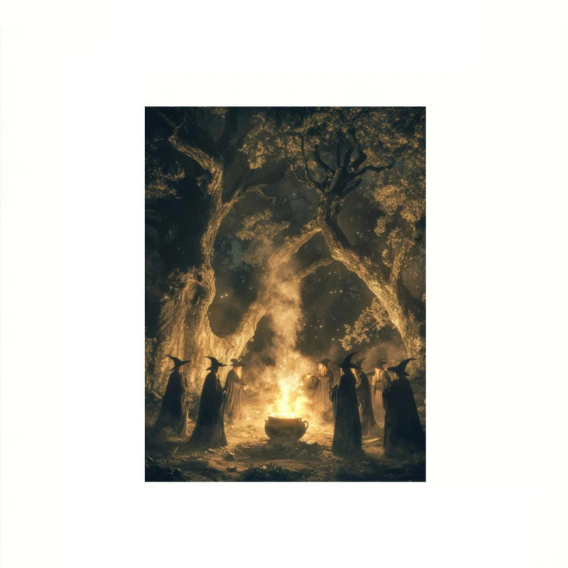 Vintage Gothic Witch Wall Art Print | Dark Academia Halloween Decor Canvas Wall Art Print Peaceful Pleasures Health and Wellness ZLH5213 30x45cm No Frame