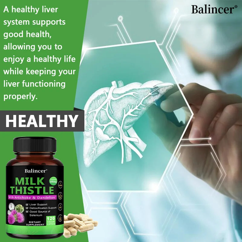 Balincer Liver Detox Cleanse Capsules - Milk Thistle & Dandelion Extract, Liver Support, Repair, Antioxidant & Fat Metabolism Peaceful Pleasures Health and Wellness