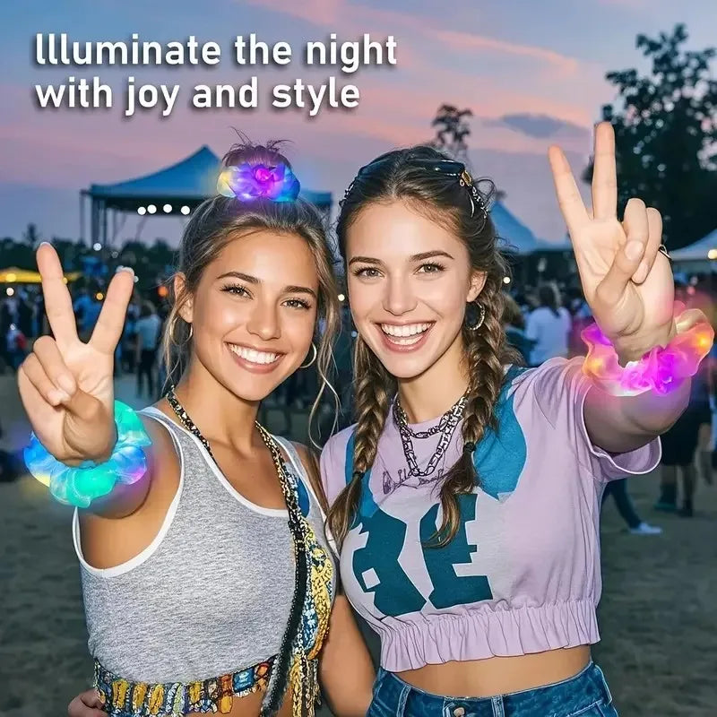LED Glow Sausage Hair Tie Headband – Light-Up Party Hairband