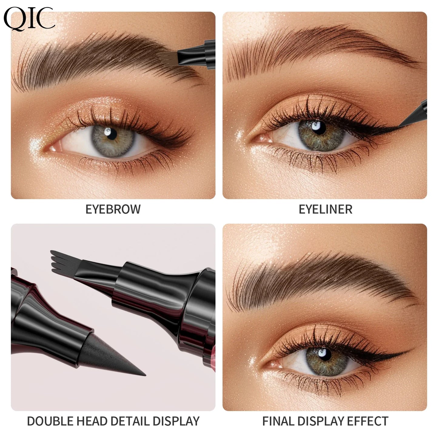 QIC 4-Split Tip Waterproof Liquid Eyebrow Pen – 4 Colors