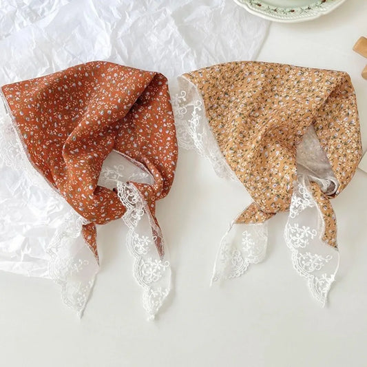 French Floral Triangle Scarf – Turban Bandana Hair Band Women Hair Turban Bandana Oasis Select