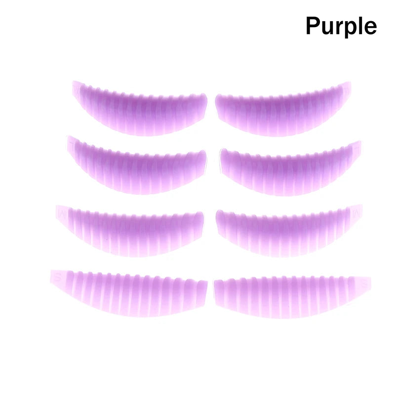 4Pairs Reusable Eyelash Lifting Pad Silicone Lamination Pad Vertical Stripe Perm Rods 3D Lashes Extension Curler Makeup Tool Peaceful Pleasures Health and Wellness Purple