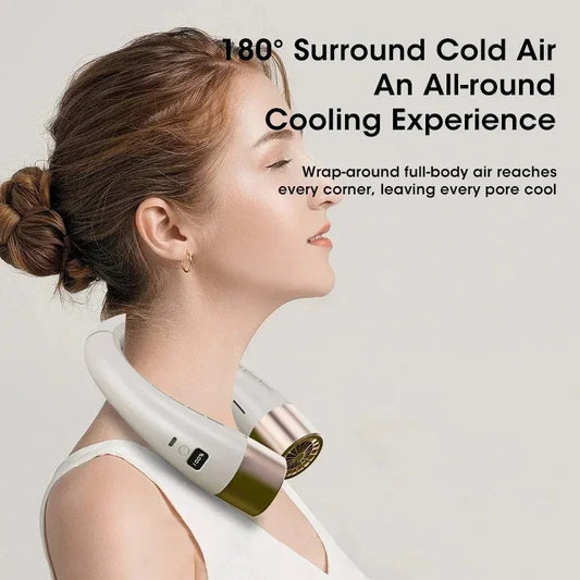 Foldable Hands Free Neck Fan Portable USB Rechargeable 5-Speed Mini Air Cooler Digital Display for Sports Outdoor Office Peaceful Pleasures Health and Wellness