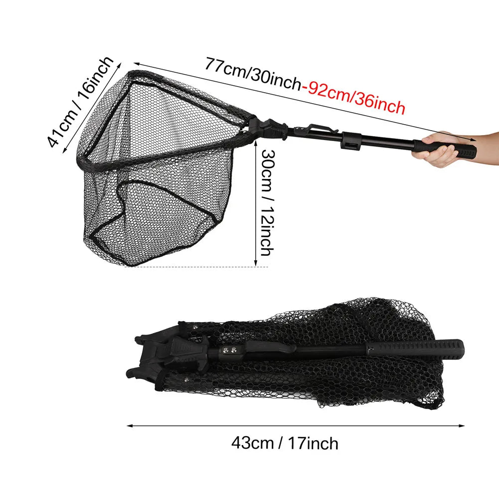 Retractable Fishing Landing Net with Telescoping Pole Foldable Handle for Kids Men Freshwater Saltwater Fly Fishing Carp Net Peaceful Pleasures Health and Wellness 43-92CM
