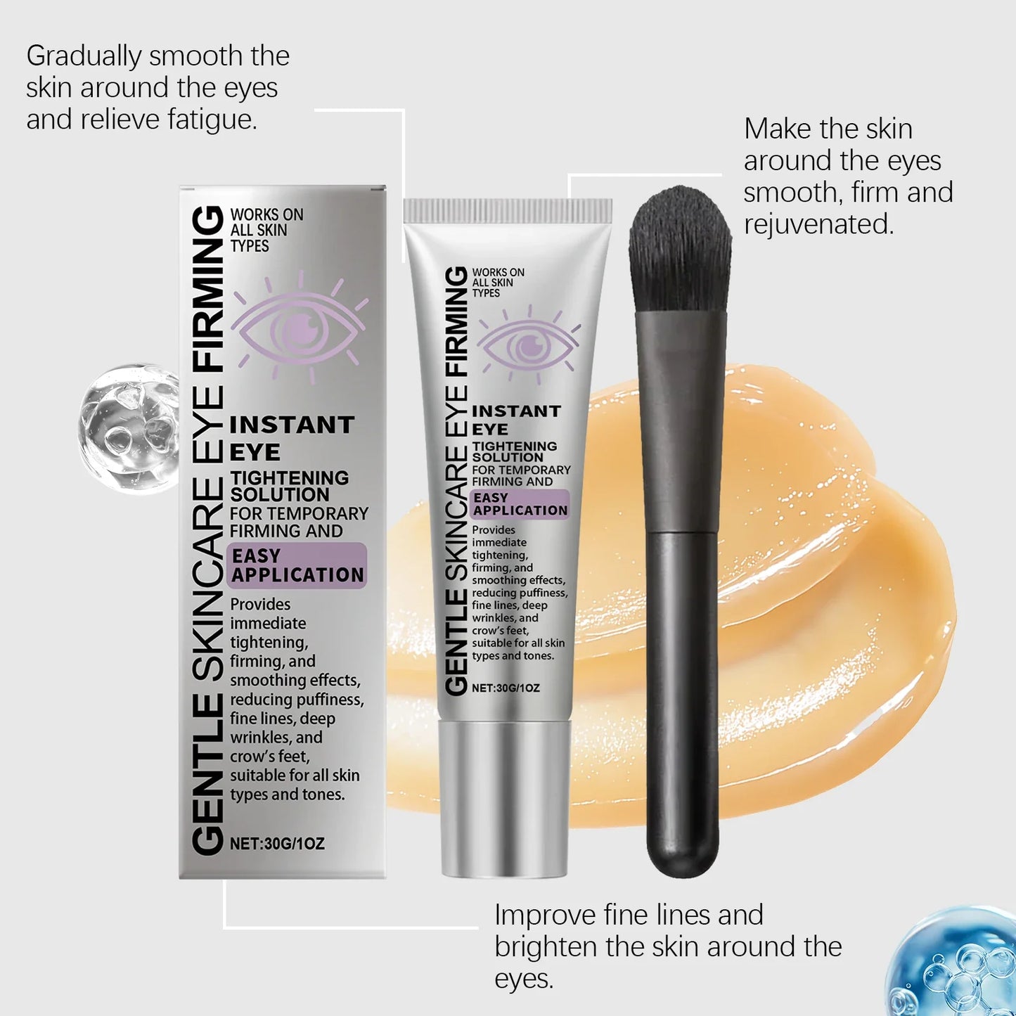 Instant Tightening Eye Cream with Brush – 30g Moisturizing
