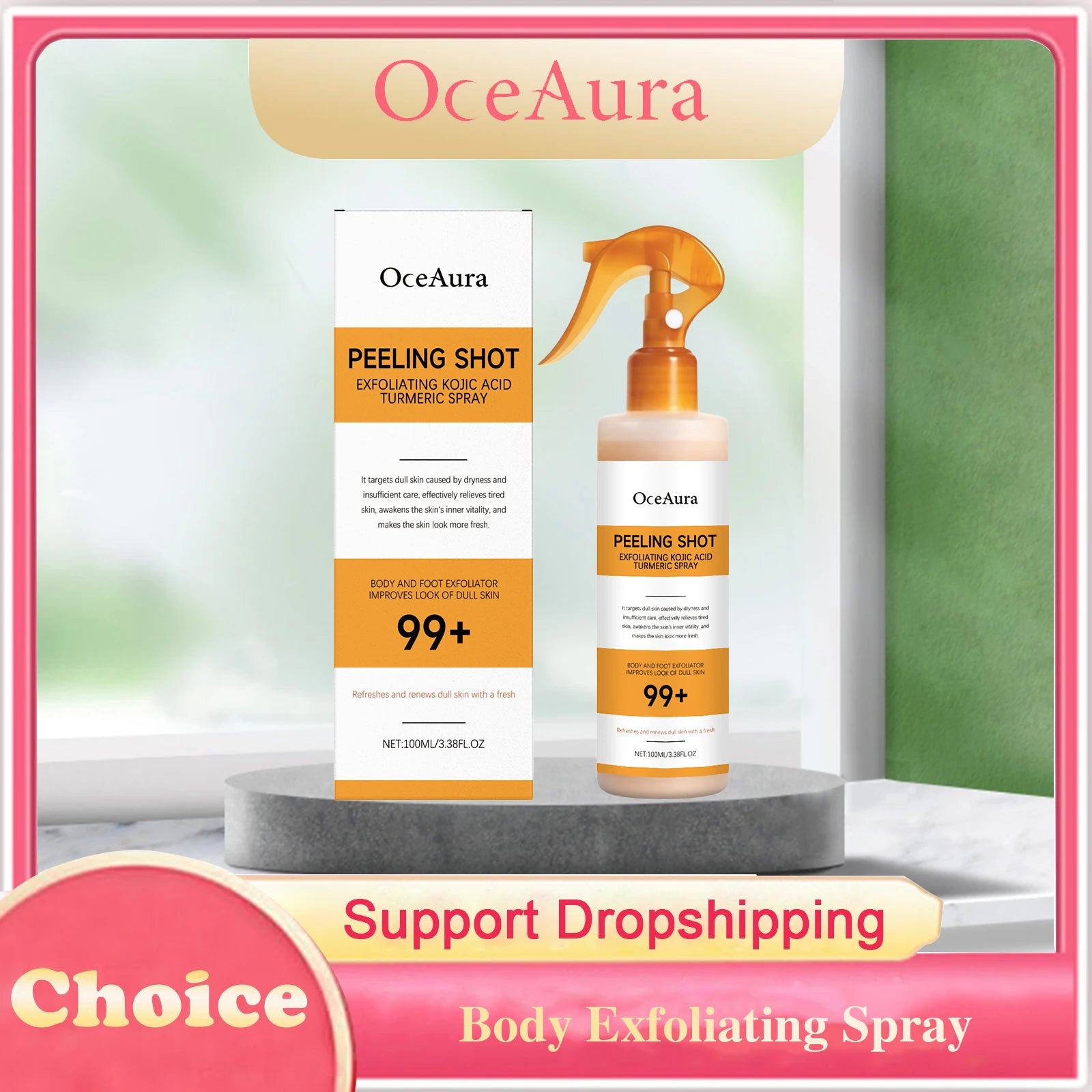 Turmeric Kojic Acid Body Exfoliating Spray Remove Dead Skin Brightening Improve Dullness Smoothing Refreshing Body Peeling Spray Peaceful Pleasures Health and Wellness